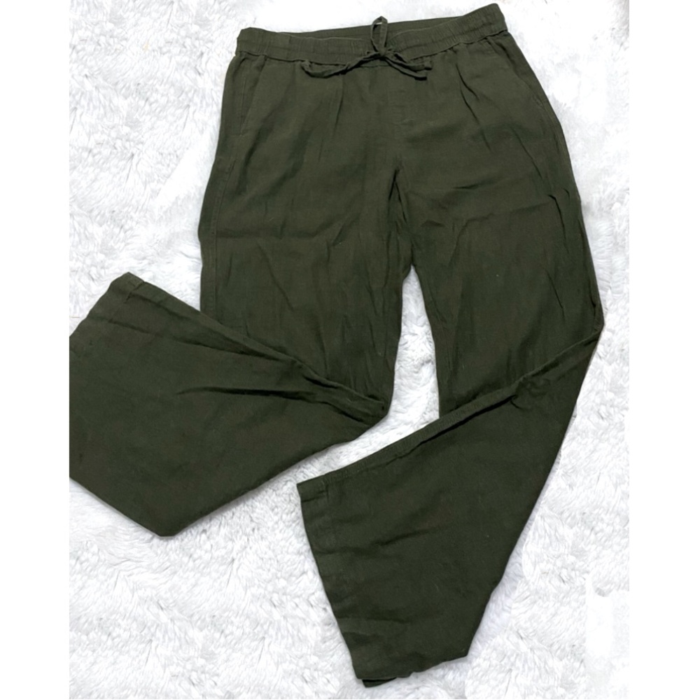 Sz M/12 Wm’s/Jr’s Ann Taylor Factory Dusk Green Wide Leg Linen Casual Pants